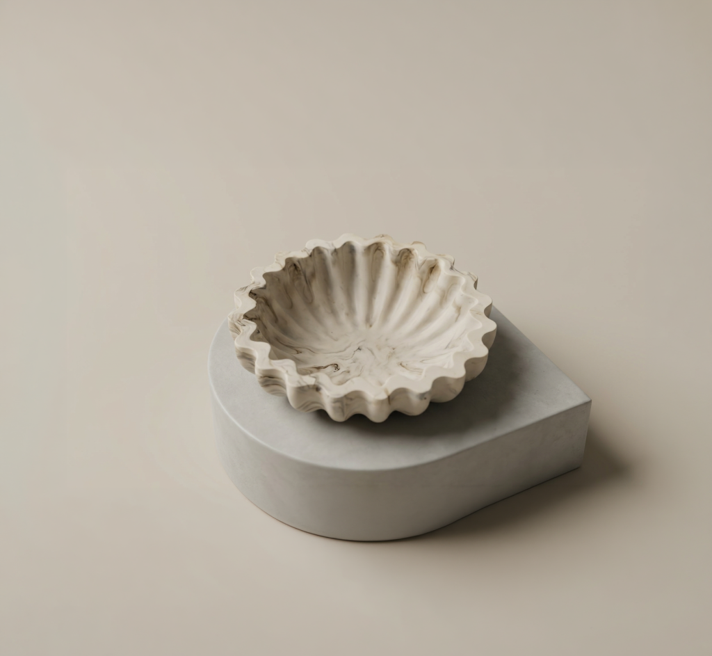 Cream Scalloped Bowl with a fluted edge